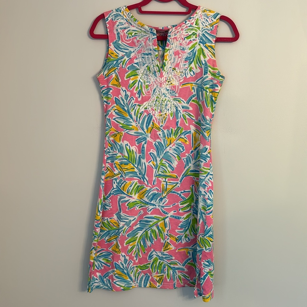 Barbara Gerwit Vintage Pink Paisley Summer Design Shift Mini Dress Size XS